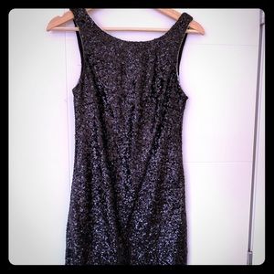 Black sequin low back dress